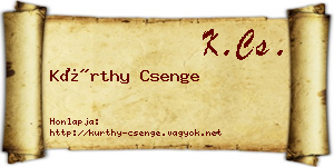 Kürthy Csenge névjegykártya